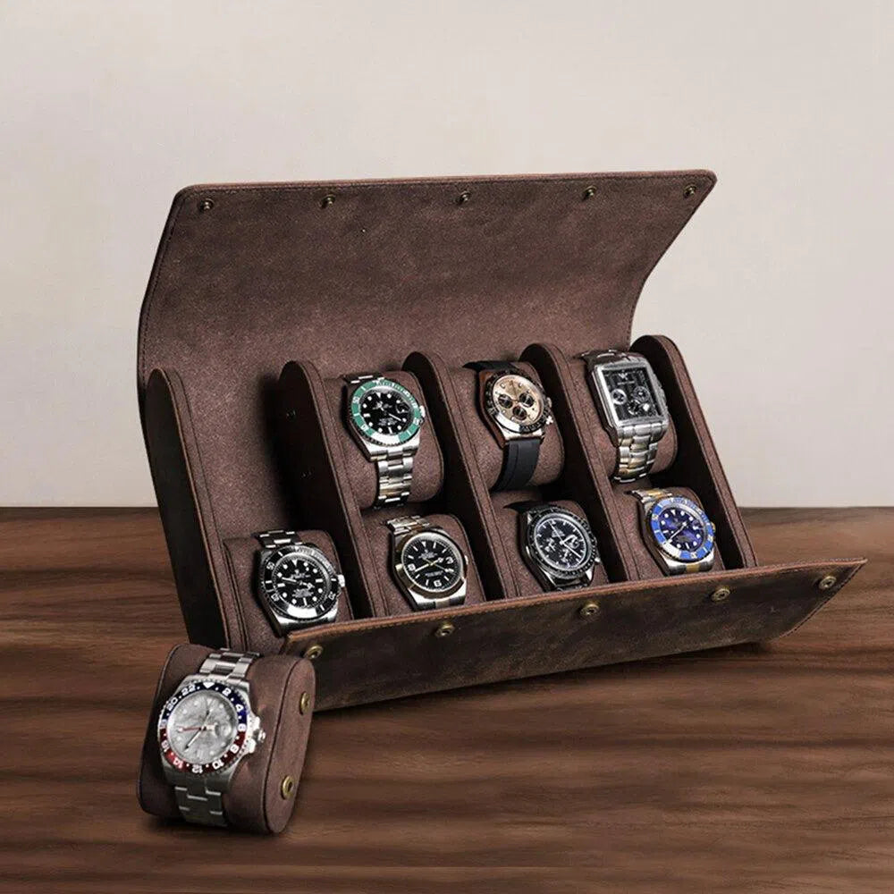 LEATHER ROLL 6/8 WATCHES,- VINTAGE