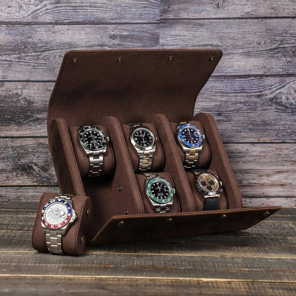 LEATHER ROLL 6/8 WATCHES,- VINTAGE