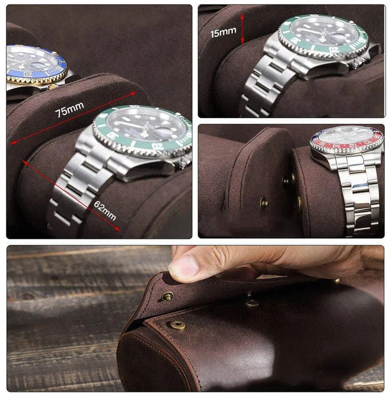 LEATHER ROLL 6/8 WATCHES,- VINTAGE